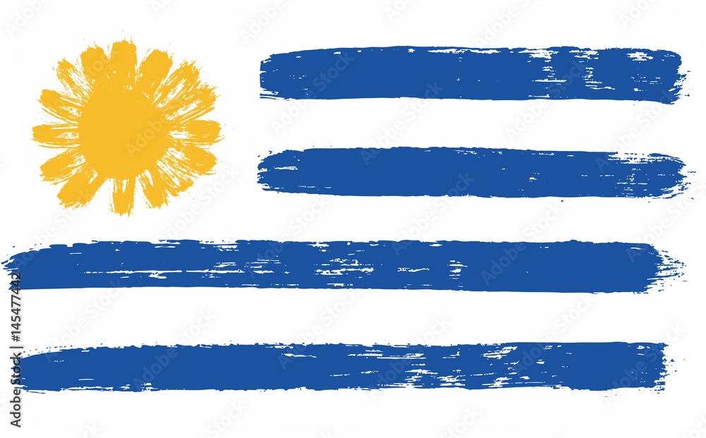 Fototapeta premium Uruguay Flag Vector Hand Painted with Rounded Brush