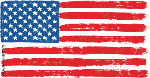 United States of America or USA Flag Vector Hand Painted with Rounded Brush