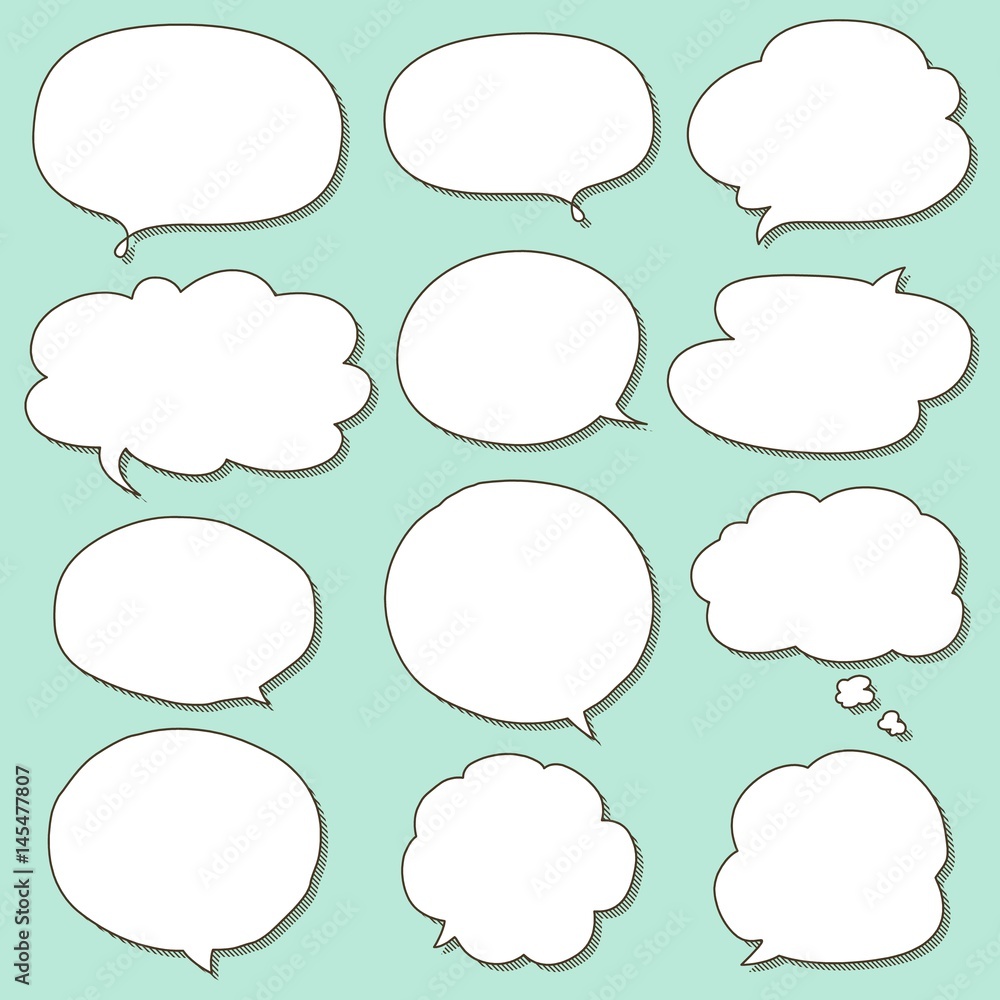 Set of Simple Hand Drawn Speech and Thought Bubbles Doodle Set of Simple Hand Drawn Speech and Thought Bubbles Doodle