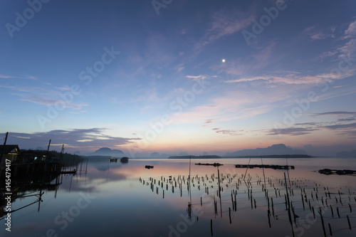 Beautiful sunrise landscape view of Samchong-tai in Phang-Nga Thailand.