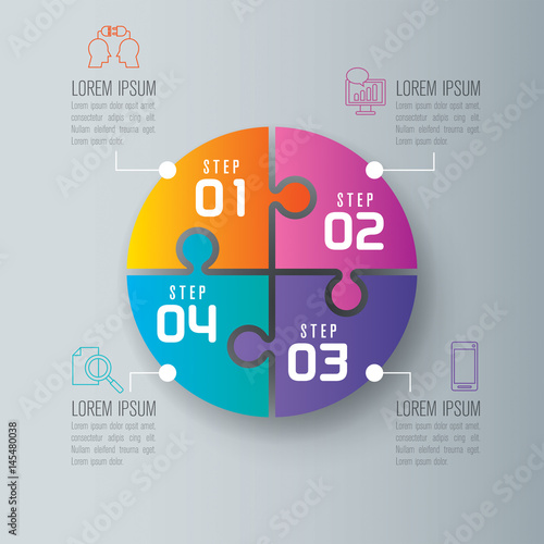 Infographics design vector and business icons with 4 options.