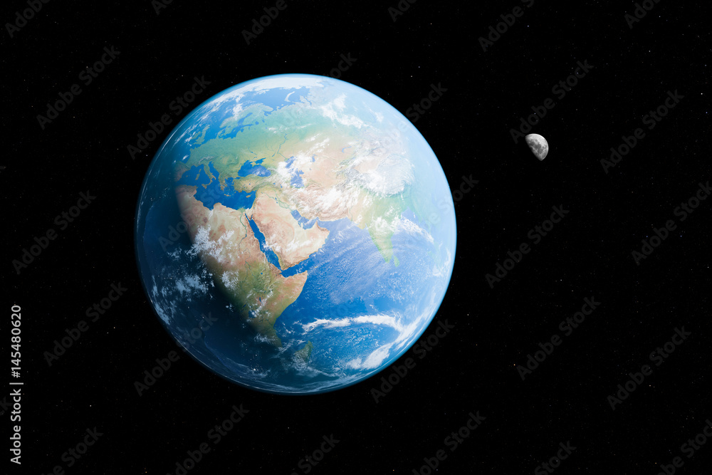 Fototapeta premium Erde und Mond - Illustration