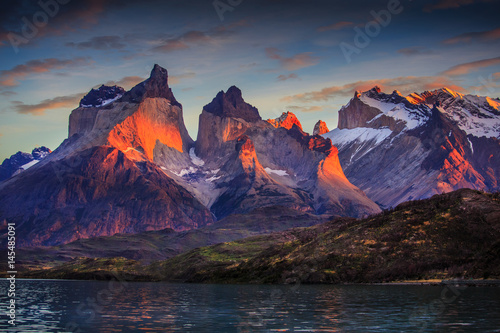 mountains, hillls, lake, rock, patagonia