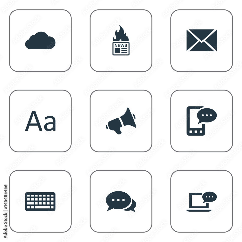 Vector Illustration Set Of Simple User Icons. Elements Laptop