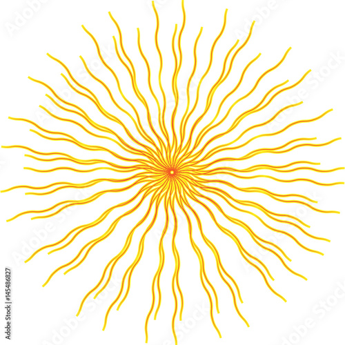 Yellow rays on a white background. Vector Illustration. Retro sunburst background. Grunge design element. Black and white backdrop. Good for pictures, wallpapers