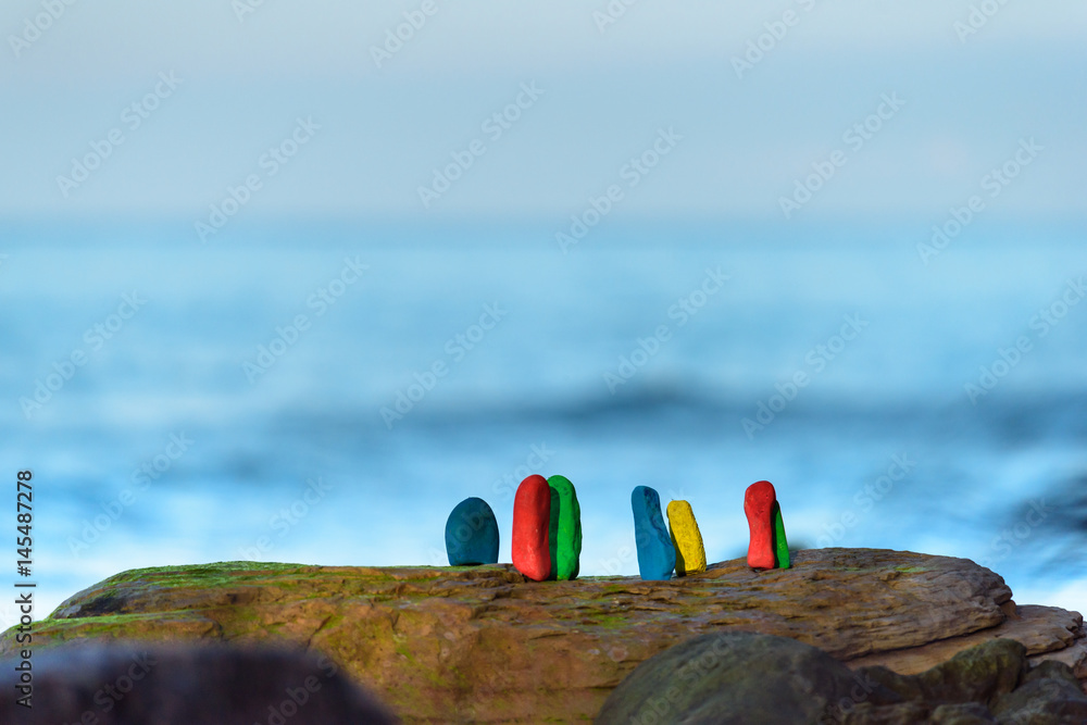 Coloured sea pebbles