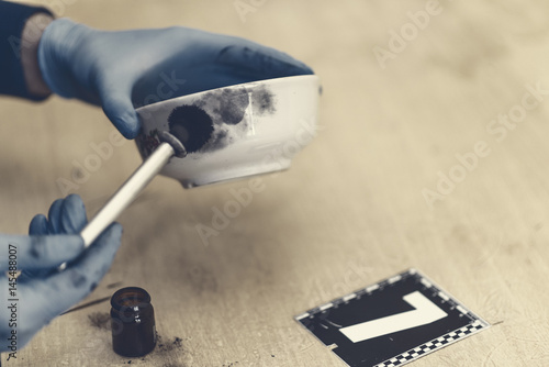 Search traces fingerprints hands at the scene of the crime photo