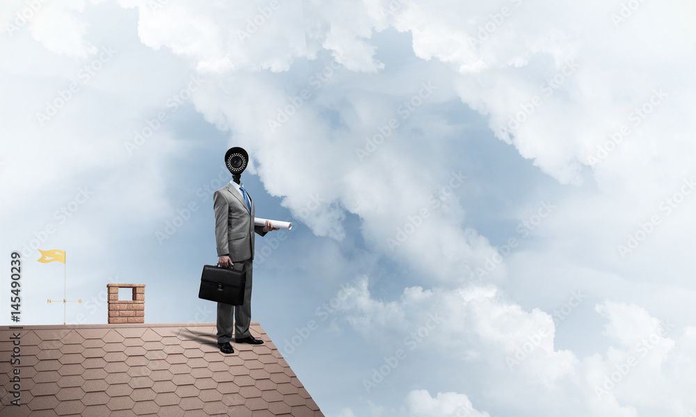 Concept of home security and privacy protection with camera head Concept of home security and privacy protection with camera head