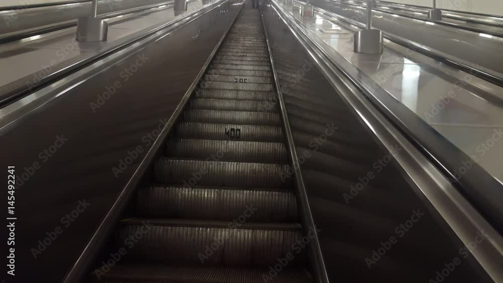 Moving Escalator Stairs in Moscow Subway Moving Escalator Stairs in Moscow Subway