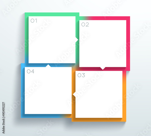 
Vector Color 3d Square Text Boxes 1 to 4 Cycle Infographic A