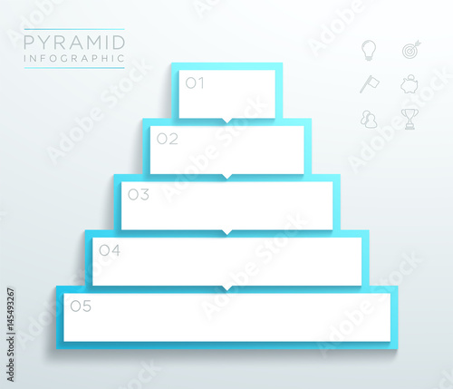 Vector 3d Text Boxes 1 to 5 Stacked Pyramid Infographic A
