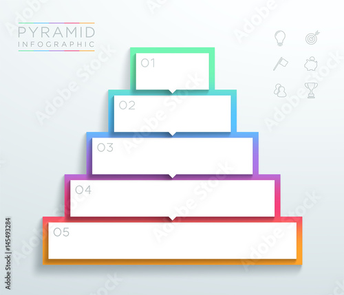 Vector 3d Text Boxes 1 to 5 Stacked Pyramid Infographic B