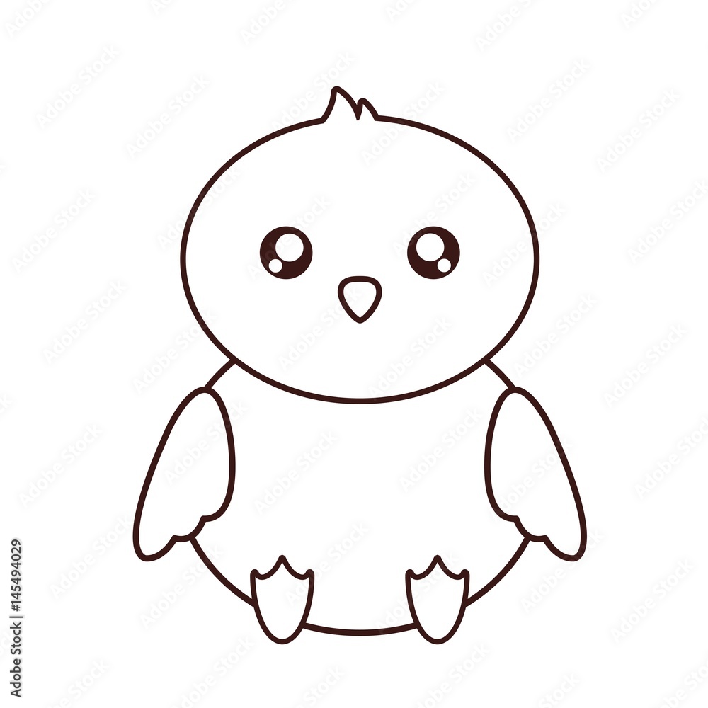 Fototapeta premium kawaii chicken animal icon over white background. vector illustration