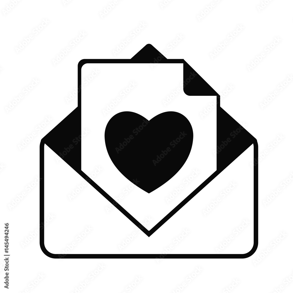 envelope with love letter icon over white background. vector illustration envelope with love letter icon over white background. vector illustration
