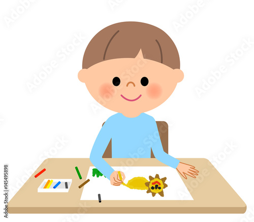 男の子　お絵かき