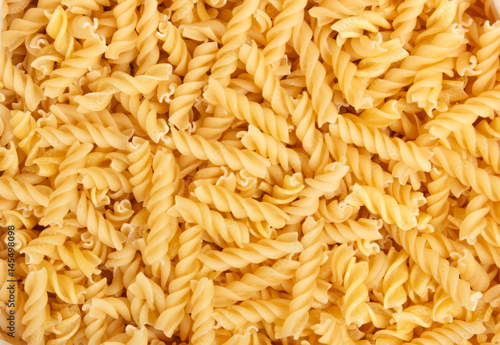 Close up view at the fusili pasta