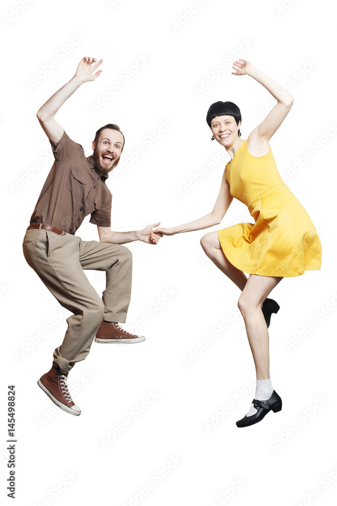 Rock'n'roll dance boogie woogie. Boogie acrobatic stunt in a studio  background. Dance for rock-n-roll music. Stock Photo | Adobe Stock