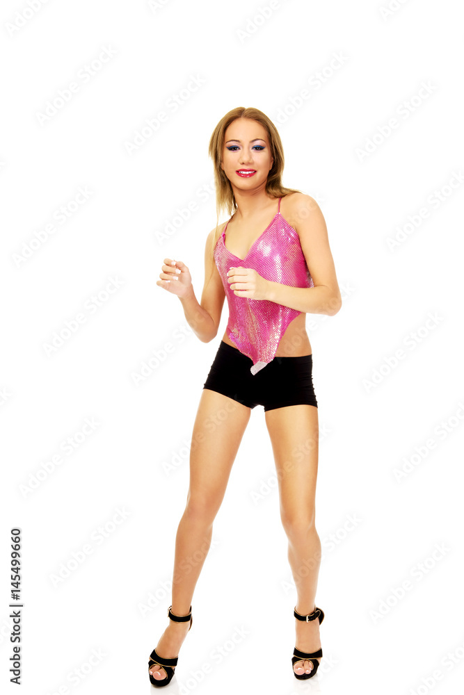 Disco woman in party clothes.