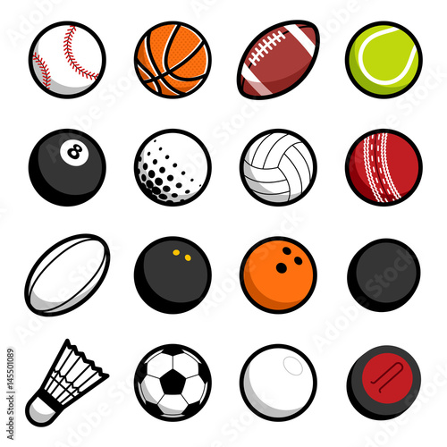 Vector play sport balls logo icon isolated objects set on white background