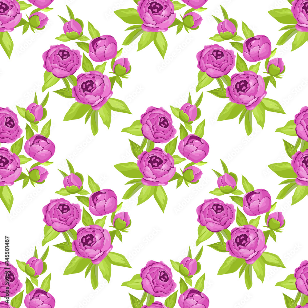 Floral seamless pattern in purple flowers for textile print, book cover, wallpaper, manufacturing, wrap, scrapbooking