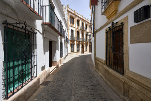 Ronda  Andalucia  Spain   old typical street with white houses