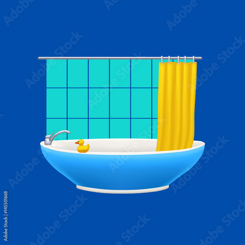 bathtube on blue background