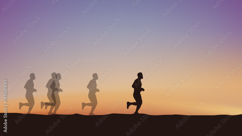 Fototapeta premium runner on sunset