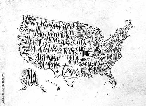 Map USA vintage