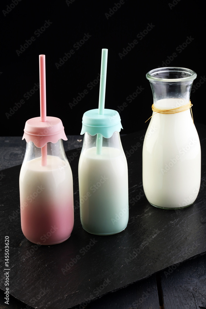 milk products - tasty healthy dairy products on a table on: and milk products - tasty healthy dairy products on a table on: and