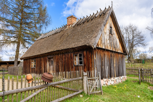 Old house in Kashubian Ethnographic Park in Wdzydze Kiszewskie. Poland. photo