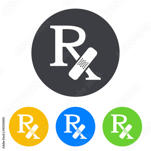 Icono plano RX con tirita en circulo varios colores