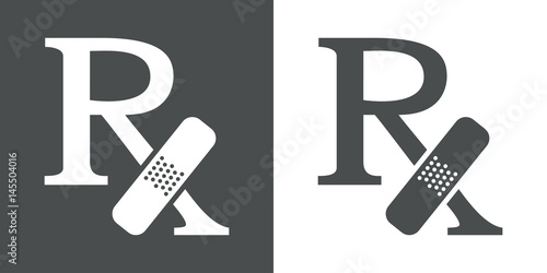 Icono plano RX con tirita gris y blanco