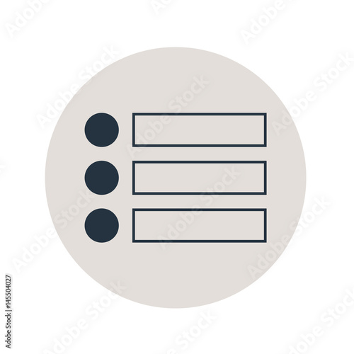 Icono plano tres casillas con circulo en circulo gris