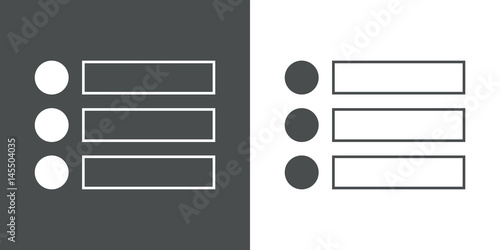 Icono plano tres casillas con circulo gris y blanco