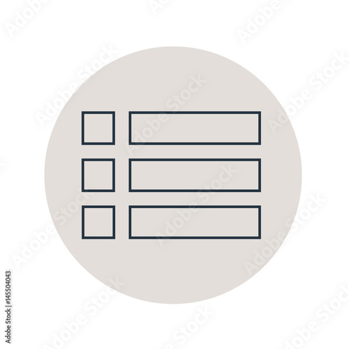 Icono plano tres casillas con cuadrado en circulo gris