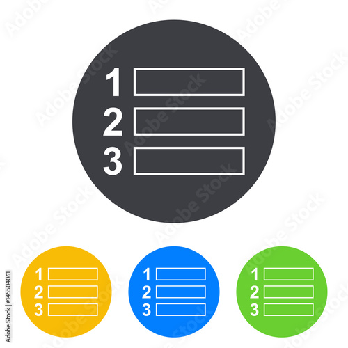 Icono plano tres opciones en circulo varios colores