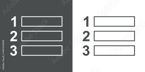 Icono plano tres opciones gris y blanco