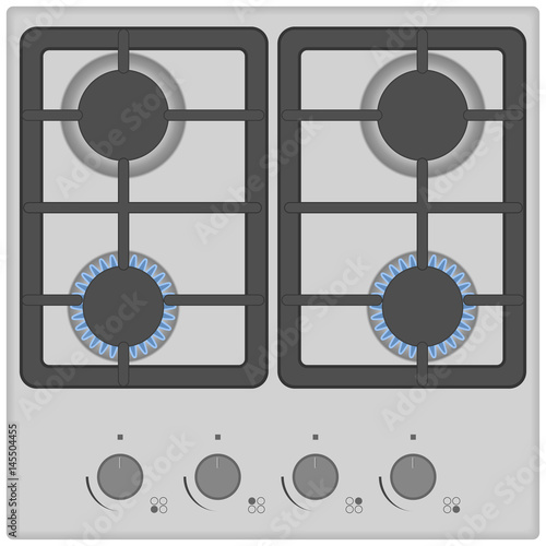 Gas stove isolated on white background. Top view vector illustration.