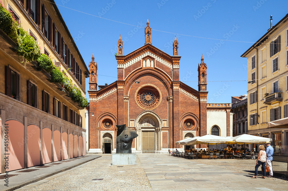 Fototapeta premium Red church in Milan. Italy