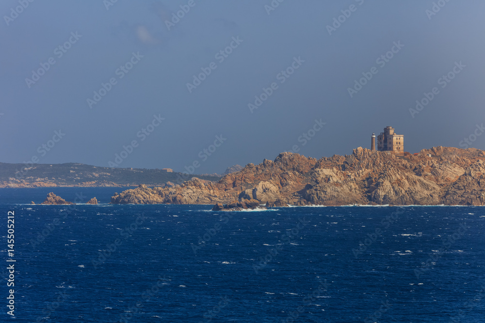 White lighthouse of Capo Testa, Sardinia