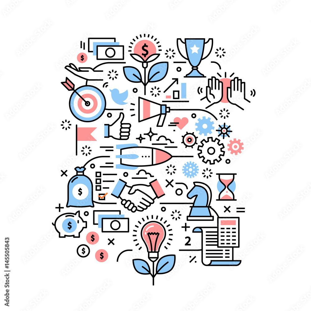 Business project concept. Modern thin line icons Business project concept. Modern thin line icons