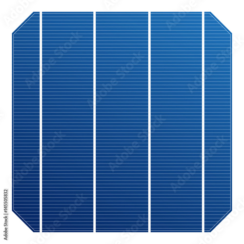 Monocrystalline solar cell for solar panel. Vector solar element high efficiency. Electric element for charge battery.