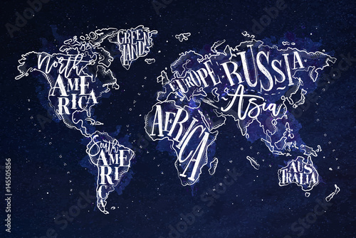Worldmap vintage blue
