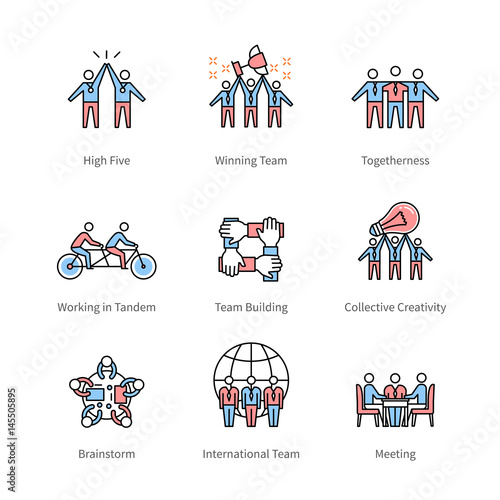 Team work, management, business concept symbols