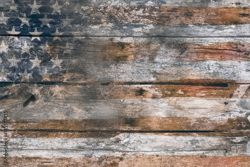 Memorial Day background / American Flag fade on wood background, for Independence Day background. Grunge style.
