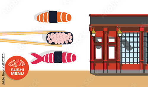 Sea food sushi vector menu