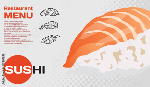 Sushi menu with red fish