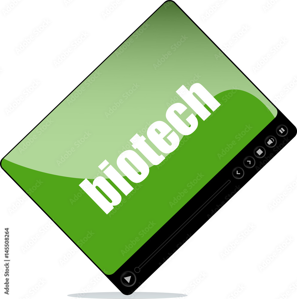Video player for web with biotech word Video player for web with biotech word