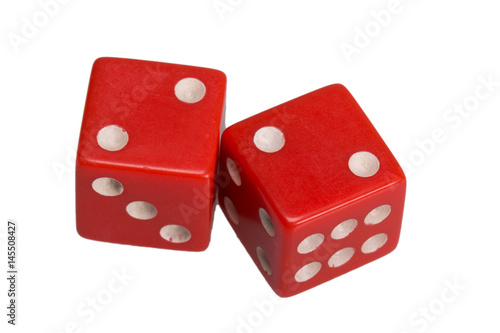 Two dice showing two deuces