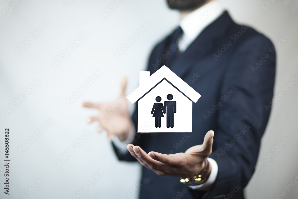 businessman hands holding house businessman hands holding house